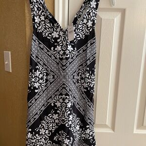 LOFT Black and White Floral Mini Dress